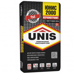 Клей армированный Unis 2000 для плитки и керамогранита (С1) 25 кг